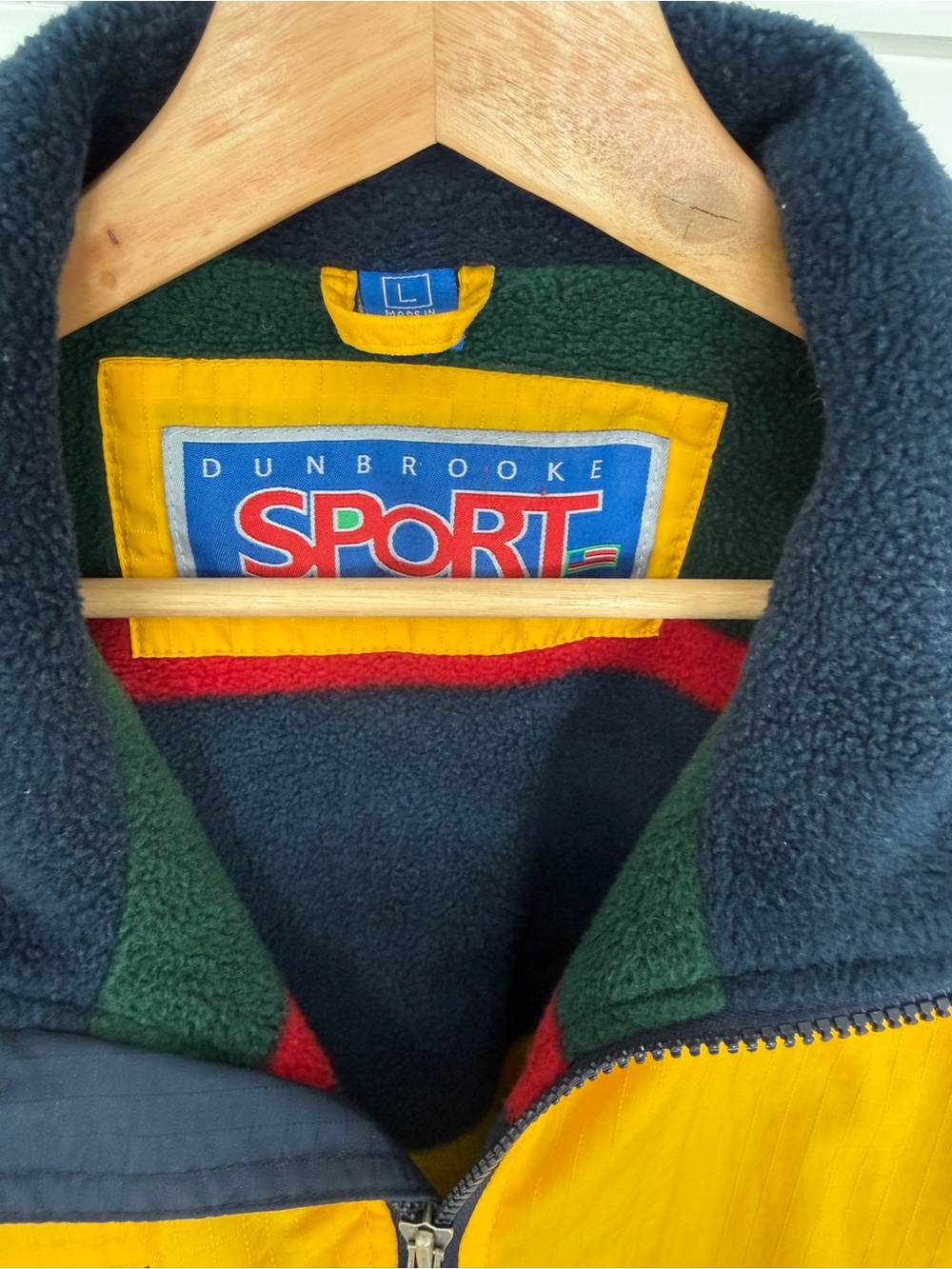 Dunbrooke Yellow Jacket with Cozy Navy Striped Fleece - Large - Picture 4 of 16